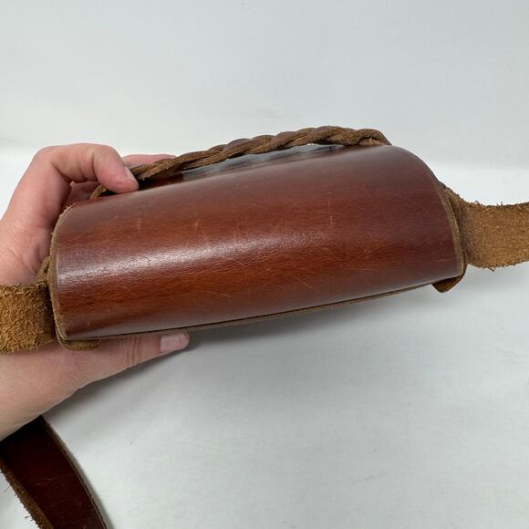 American Eagle Rustic Brown Braided Leather Bag Crossbody Western Boho Southwest - Picture 6 of 10